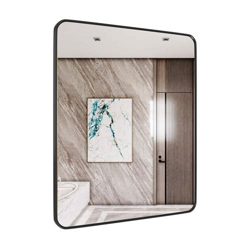 Elloandallo 30 In W X 36 In H Rectangular Aluminum Framed Wall Bathroom