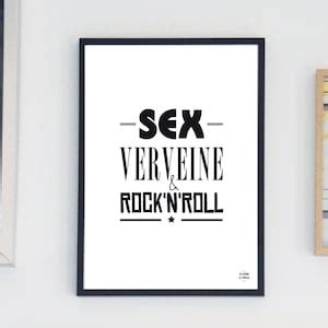 Poster Sex Verveine Rock N Roll Rock Verbena Typo Etsy