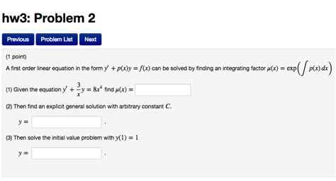 Solved A First Order Linear Equation In The Form Y P X Y Chegg