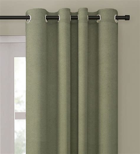 Buy Green Polyester Blackout Feet Eyelet Curtain Piece By Eyda