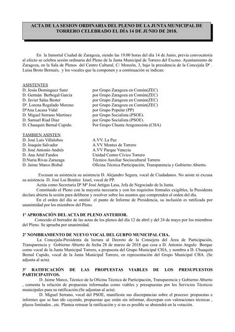 Pdf Acta De Ratificaci N Torrero Zaragoza Es D Nuria Rivas