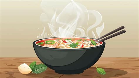 A Bowl Of Steaming Hot Noodle Soup Premium AI Generated Image