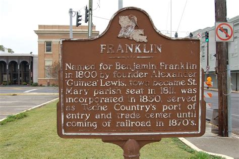 Franklin St Mary Parish Louisiana Historical Marker Louisiana