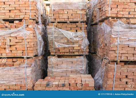 Clay Brick Stored For Building Construction Industrial Production Of