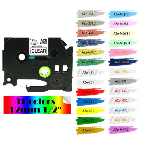 31 Colors TZe-231 Label Tape Compatible for Brother P-touch Printers ...