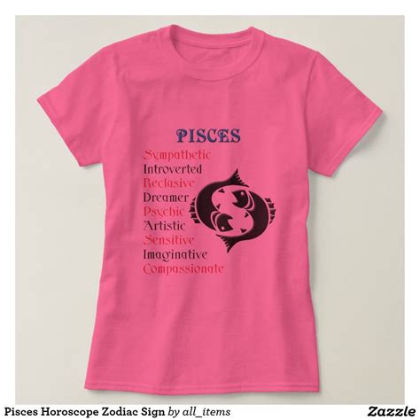 Pisces Horoscope Zodiac Sign T Shirt Zazzle In Zodiac Sign