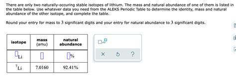 Solved There Are Only Two Naturally Occuring Stable Isotopes Chegg