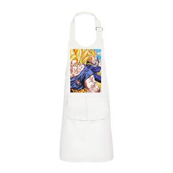 Fabulous Tablier Cuisine Enfant 2 Poches Blanc Goku Vegeta Combat Super