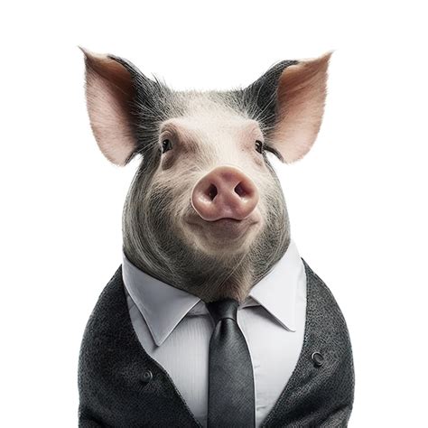 Premium Photo | A pig wearing a suit and tie with the word pig on it.