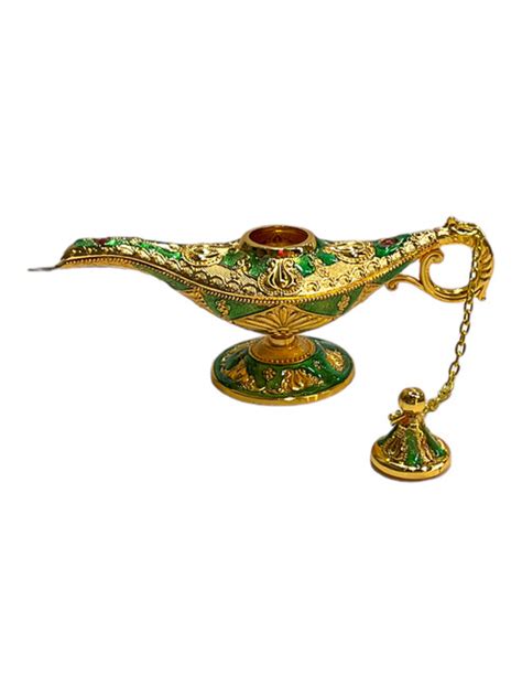 Aladdin Magic Genie Miniture Green Wishing Lamp 5 Talisman Figurine