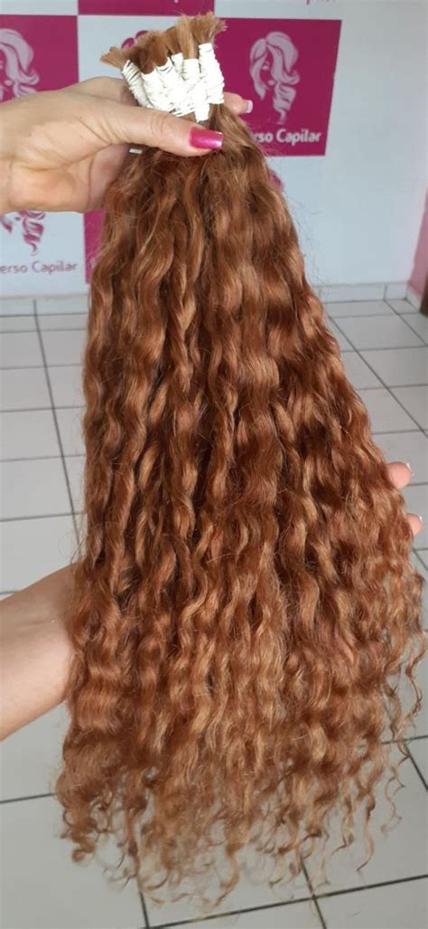 Cabelo Humano Cacheado Loiro Mel 65cm Universo Capilar Aplique De