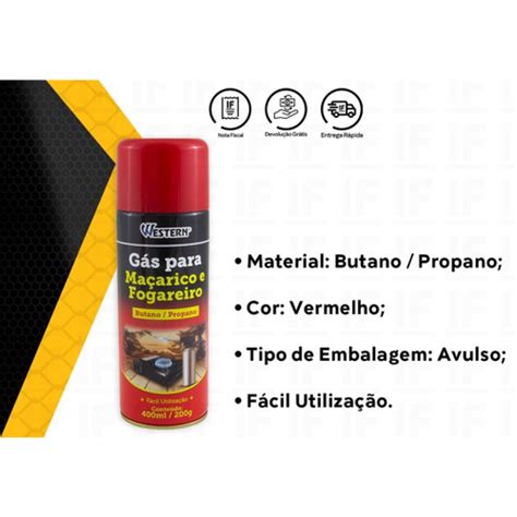 Gás Para Maçarico Fogareiro Butano Propano 400ml 200g no Shoptime