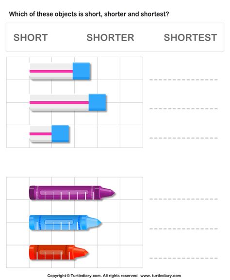 Long Longer Longest Worksheet - Turtle Diary