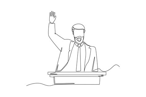 Continuous one line drawing politician delivering speech during ...