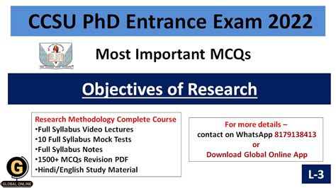 CCSU PhD Entrance Exam 2022 Objectives Of Research Important MCQs