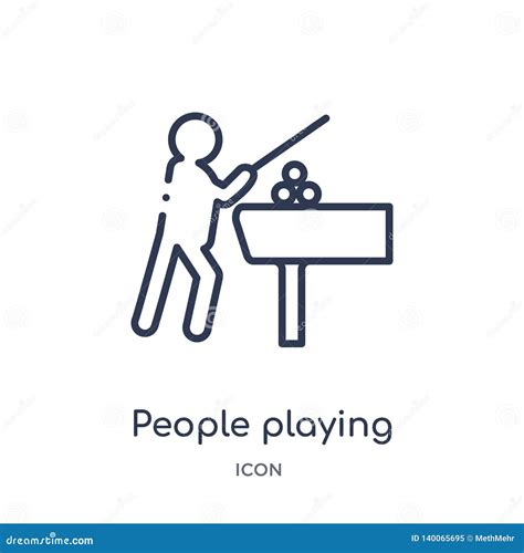 People Playing Billiard Icon From Recreational Games Outline Collection