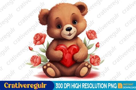 Little Bear Valentine Clipart Graphic By Crativeregulr · Creative Fabrica