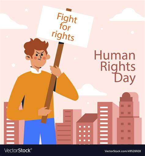 Human Rights Day Celebration Isolated On White Vector Image