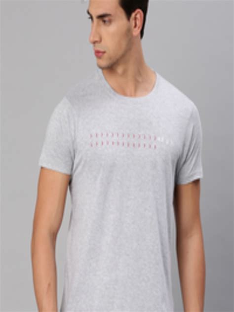 Buy Hrx By Hrithik Roshan Men Grey Melange Printed Round Neck T Shirt