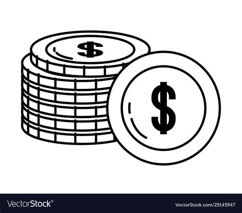 Currency money coin stack isolated black and white