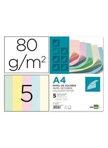 Resma Papel A4 Lider 5x100 Cores Pastel