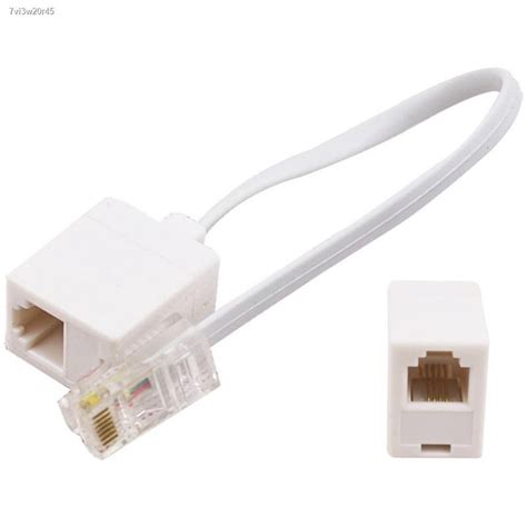 2 Socket 8p4c Rj45 Male Rj11 6p4c To Female M F Adapter Telephone Ethernet Shopee Thailand