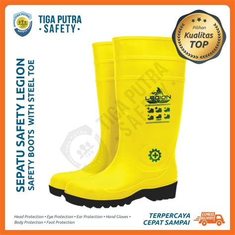 Jual Rs Gg Sepatu Boot Rubber Safety Legion Karet Ujung Besi Steel Toe