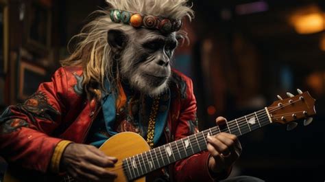 Premium AI Image | Monkey Playing Guitar