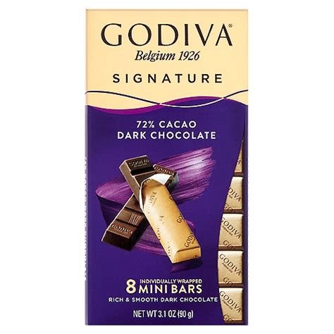 Godiva Signature 72 Cacao Dark Chocolate Mini Bars 8 Count 3 1 Oz