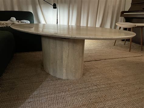 Vintage Travertine Oval Coffee Table 1 500 Whoppah