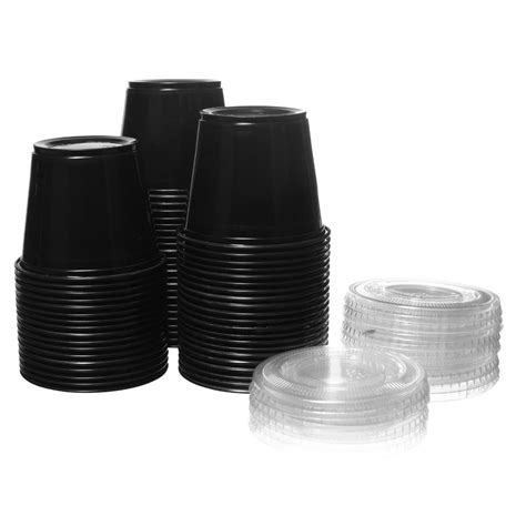 Crystalware Disposable Plastic Portion Cups With Lids 100 Sets 4 Oz