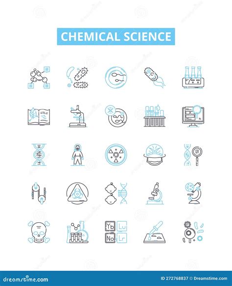 Chemical Science Vector Line Icons Set Chemistry Molecules Reactants