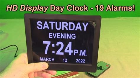 Véfaîî Day Clock 19 Alarms Remote Control Alarms 8 Large AM PM