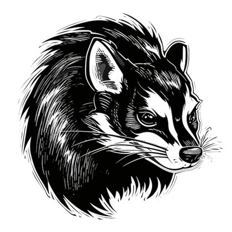 Un Dibujo En Blanco Y Negro De Un Mapache Vector Premium