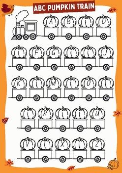 Fall Alphabet Train Worksheet Autumn Abc Missing Letters Activity