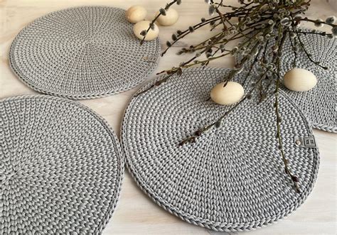 Table Placemats Crochet Placemats Round Placematstable Decor Rope Home ...