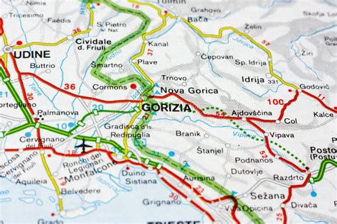 Geographic Map Of European Country Italy With Gorizia City Stock Image