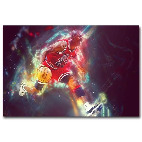 NICOLESHENTING Michael Jordan Dunks Super Basketball Star Art Silk ...