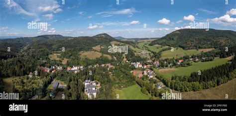 LowerSilesia Poland Aerial view of Sudety Wałbrzyskie Landscape Park