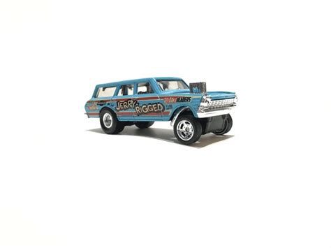 Hot Wheels 64 Nova Wagon Gasser Jerry Rigged Blue W Real Riders SUPER CUSTOM EBay Hot