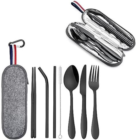 Travel Utensil Set Reusable Stainless Steel Flatware Set With Case