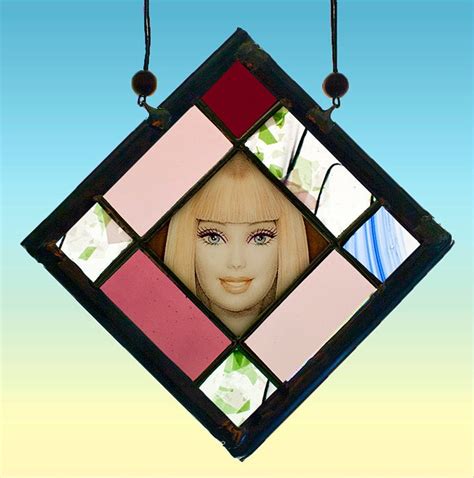 Barbie Barbie Stained Glass Barbie Suncatcher Barbie Portrait Kilnfired Stained Glass