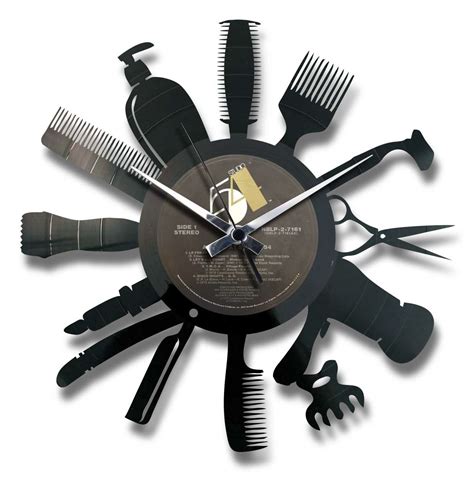 HAIR SALOON vinyl record clock - www.discoclock.com