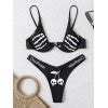 Emmiol Free Shipping Underwire Skull Print Bikini Set Black S In