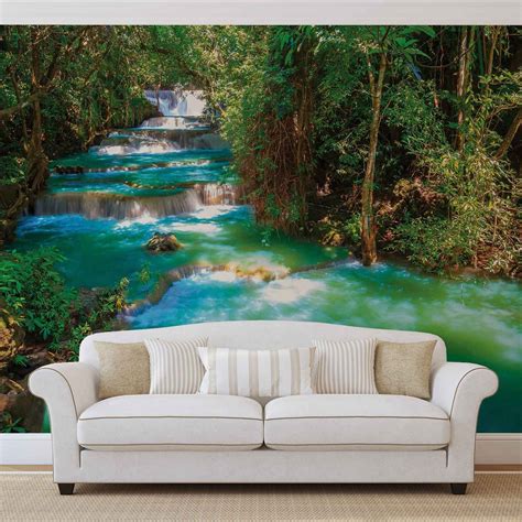 Cascades Arbres Forêt Nature Poster Mural Papier peint Acheter le