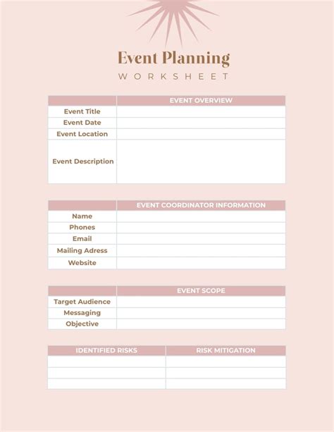 Event Planning Worksheet Template | Visme