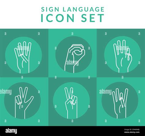 Hand Sign Language Alphabet Line Style Collection Of Icons Design Of