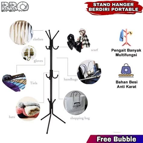 Jual Stand Hanger Portable Berdiri Stainles Gantungan Baju Topi Jaket