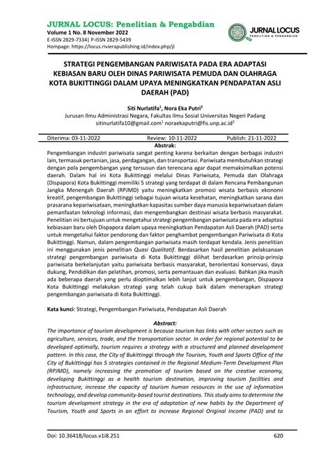 Pdf Strategi Pengembangan Pariwisata Pada Era Adaptasi Kebiasan Baru