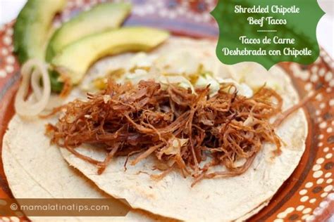 Tacos De Carne Deshebrada Con Chipotle Mama Latina Tips